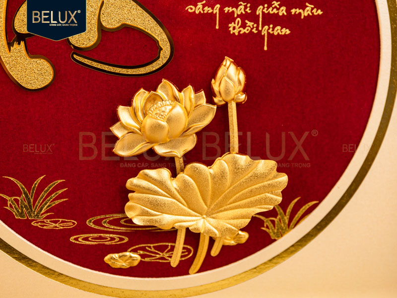 Tranh Chữ Tâm Dát Vàng 24k- 30x30cm